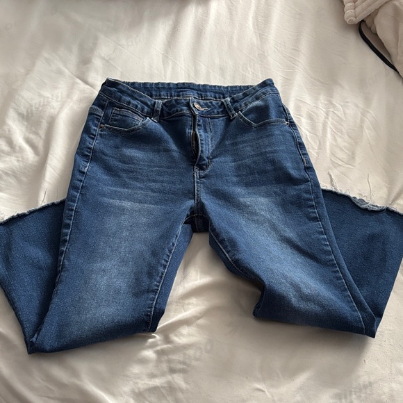 Cropped Blue Women's Ankle flare Jeans - Picture 1 of 3
